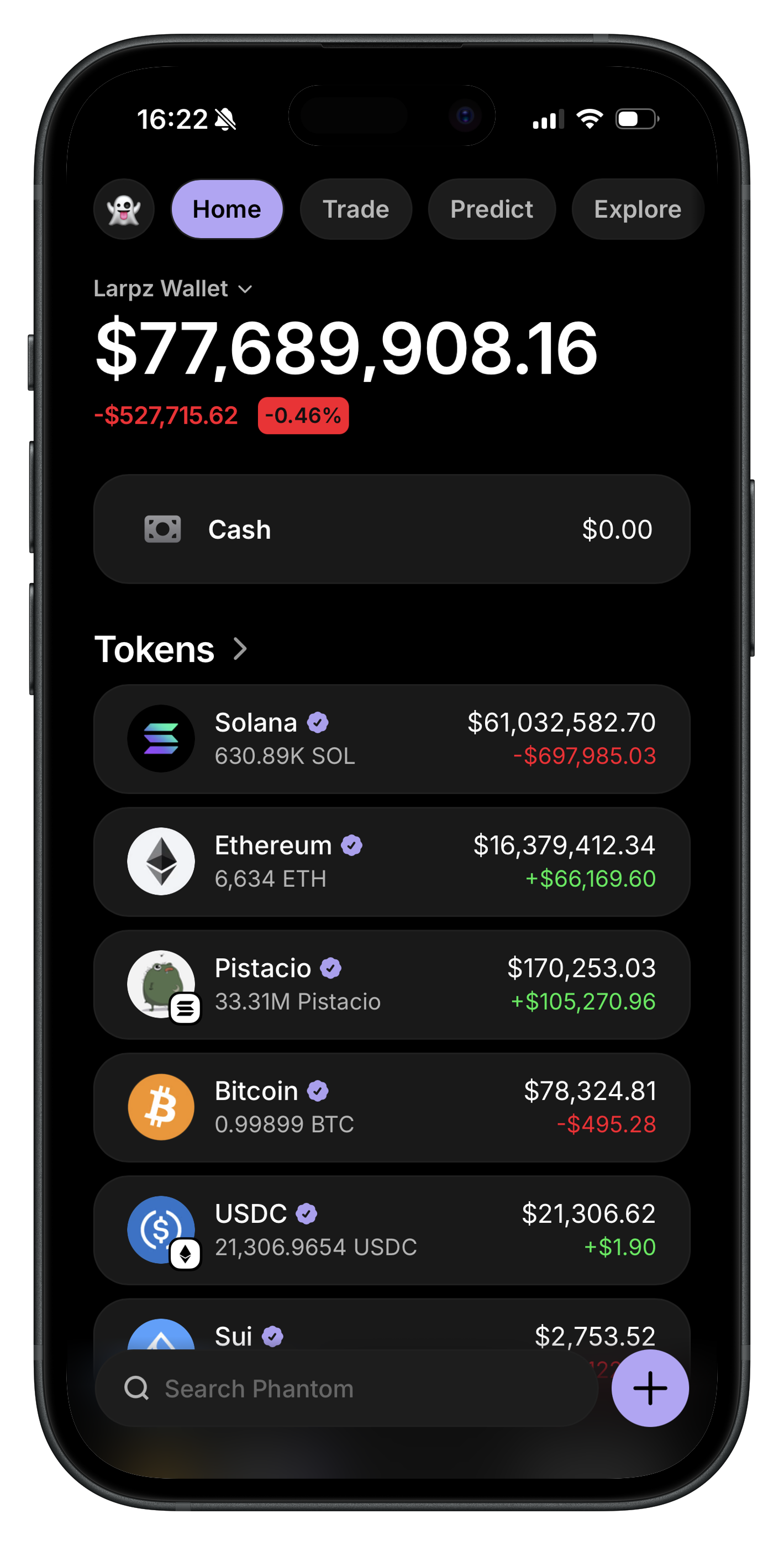 Fake crypto wallet simulator on phone