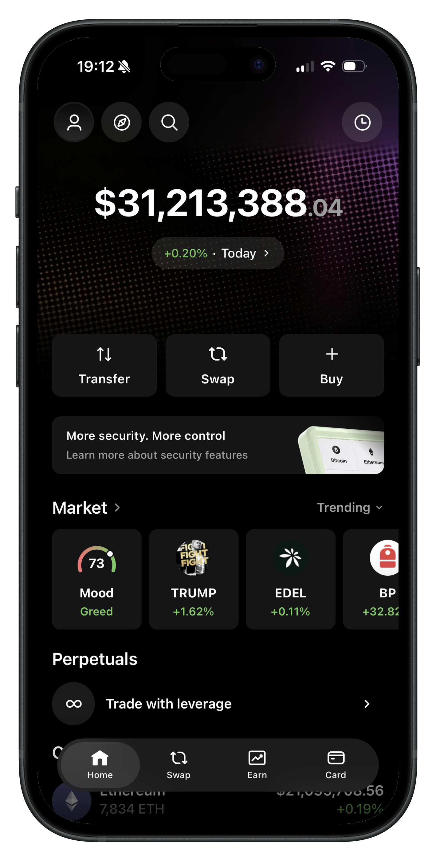 Wallet simulator mockup